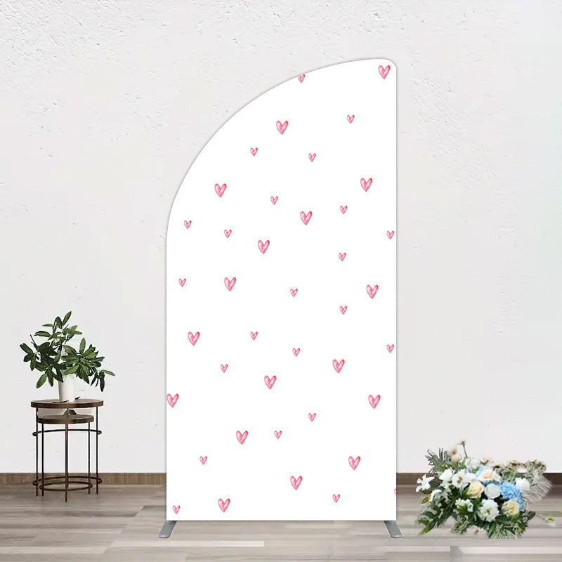 Aperturee - Aperturee Pink Sweet Heart Girls Birthday Half Moon Arch Backdrop