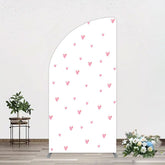 Aperturee - Aperturee Pink Sweet Heart Girls Birthday Half Moon Arch Backdrop