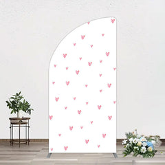 Aperturee - Aperturee Pink Sweet Heart Girls Birthday Half Moon Arch Backdrop