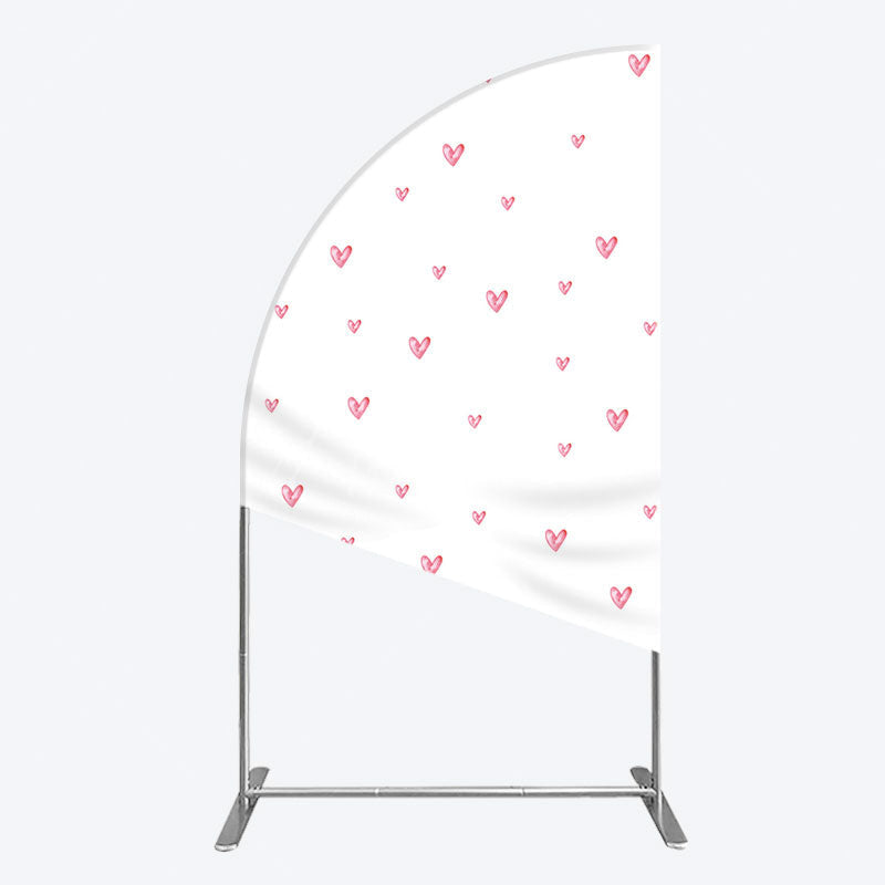 Aperturee - Aperturee Pink Sweet Heart Girls Birthday Half Moon Arch Backdrop