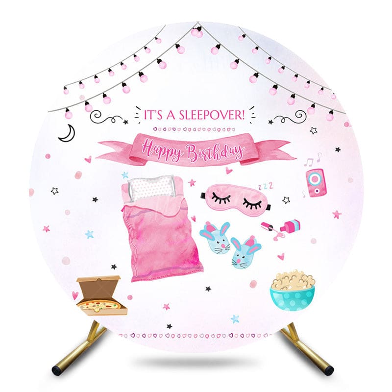 Aperturee - Aperturee Pink Sweet Sleepy Night Circle Birthday Backdrop