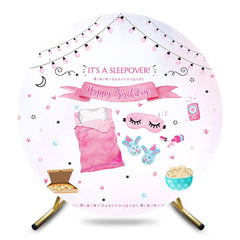 Aperturee - Aperturee Pink Sweet Sleepy Night Circle Birthday Backdrop