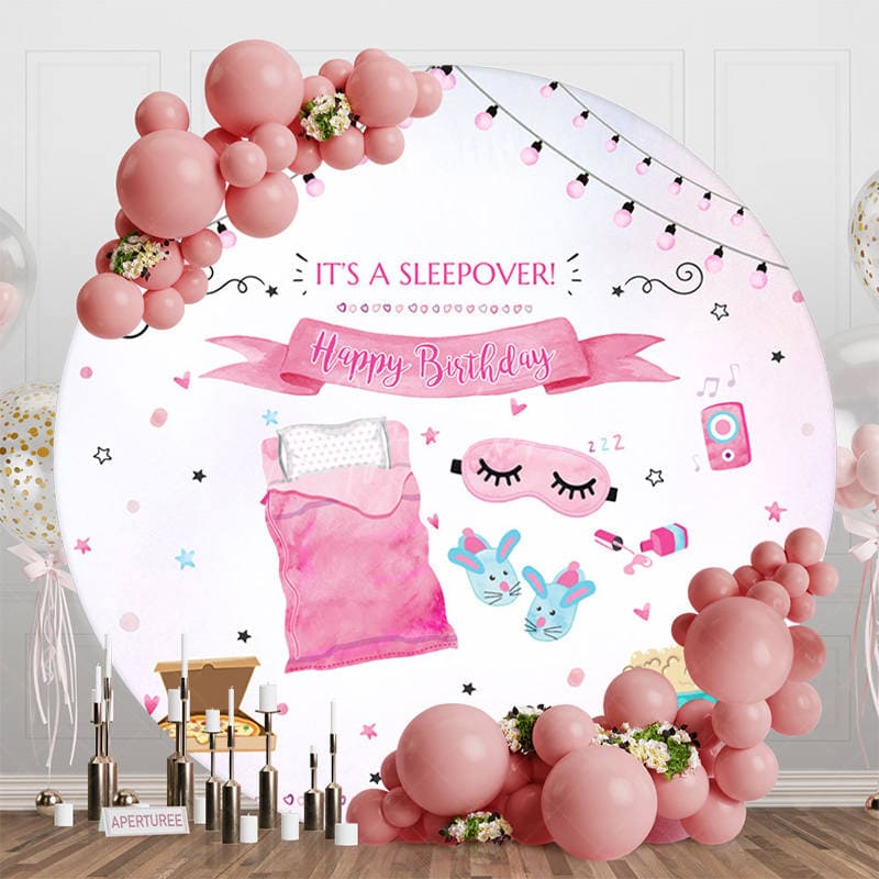 Aperturee - Aperturee Pink Sweet Sleepy Night Circle Birthday Backdrop