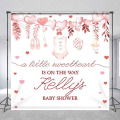 Aperturee - Aperturee Pink Sweetheart Custom Name Baby Shower Backdrop