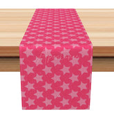 Aperturee - Aperturee Pink Table Runner with Abstract Stripes Stars and Lines for Modern Girls Room and Party Decor