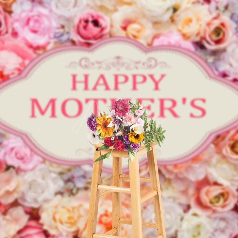 Aperturee - Aperturee Pink Toned Happy Mothers Day Photography Backdrop