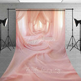Aperturee - Aperturee Pink Tulle Curtains Sweep Backdrop Soft Fabric Drapes Photography Floor Mat Dreamy Maternity Decoration