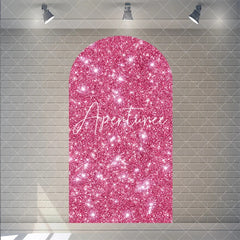 Aperturee - Aperturee Pink Twinkle Little Star Arch Backdrop for Girl Baby Shower Birthday Party Decorations Polyester Fabric Wall Decor