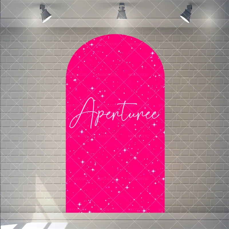 Aperturee - Aperturee Pink Twinkle Little Star Arch Backdrop for Girl Baby Shower Birthday Party Decorations Polyester Fabric Wall Decor