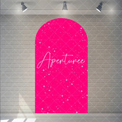 Aperturee - Aperturee Pink Twinkle Little Star Arch Backdrop for Girl Baby Shower Birthday Party Decorations Polyester Fabric Wall Decor