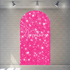 Aperturee - Aperturee Pink Twinkle Little Star Arch Backdrop for Girl Baby Shower Birthday Party Decorations Polyester Fabric Wall Decor