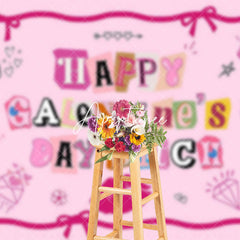 Aperturee - Aperturee Pink Vibe Bow Tie Lip Happy Galentines Day Backdrop