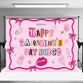 Aperturee - Aperturee Pink Vibe Bow Tie Lip Happy Galentines Day Backdrop