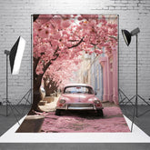 Aperturee - Aperturee Pink Vibe Floral City Road Lovely Spring Backdrop