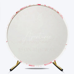 Aperturee - Aperturee Pink Watercolor Hearts Round Backdrop Sweetheart is on the Way Baby Shower Background Girl Circle Cover Photo Shoot