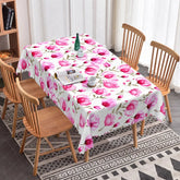 Aperturee - Aperturee Pink Watercolor Rose Rectangle Tablecloth Spring Garden Floral Table Cover Romantic Wedding Valentine Decor