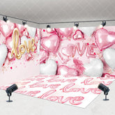 Aperturee - Aperturee Pink White Balloons Valentines Day Room Set Backdrop