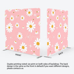 Aperturee - Aperturee Pink White Daisy Floral Sparkle Pillow Cover Backdrop