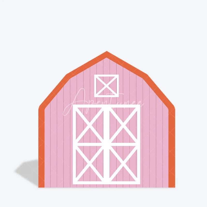 Aperturee - Aperturee Pink White Farm Barn Door Arch Party Decor Backdrop