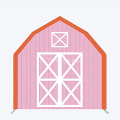 Aperturee - Aperturee Pink White Farm Barn Door Arch Party Decor Backdrop