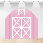 Aperturee Aperturee Pink White Farm Barn Door Arch Party Decor Backdrop