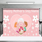 Aperturee - Aperturee Pink White Floral Family Happy Mothers Day Backdrop