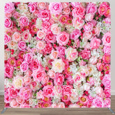Aperturee - Aperturee Pink White Floral Romantic Square Tension Backdrop