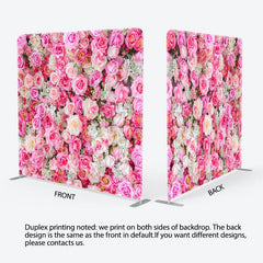 Aperturee - Aperturee Pink White Floral Romantic Square Tension Backdrop