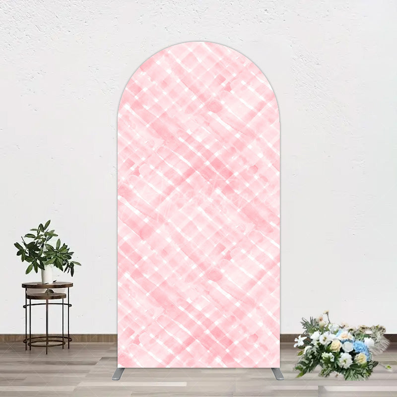 Aperturee - Aperturee Pink White Watercolor Birthday Arch Backdrop For Girl