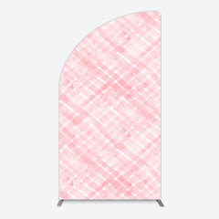 Aperturee - Aperturee Pink White Watercolor Birthday Half Moon Arch Backdrop For Girl
