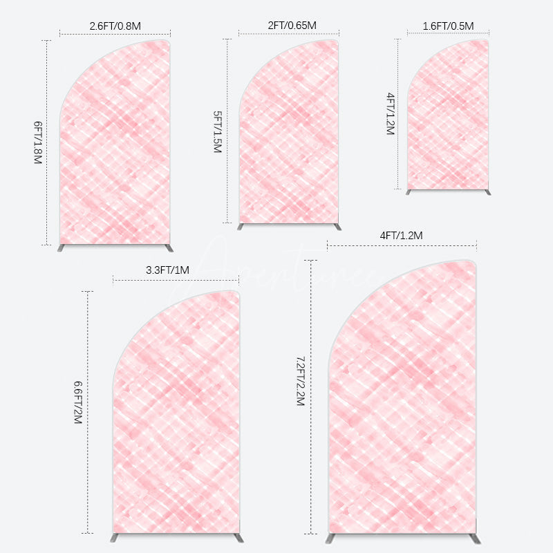 Aperturee - Aperturee Pink White Watercolor Birthday Half Moon Arch Backdrop For Girl