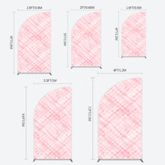 Aperturee - Aperturee Pink White Watercolor Birthday Half Moon Arch Backdrop For Girl