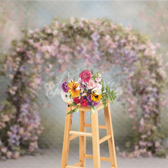 Aperturee - Aperturee Pink Wisteria Floral Arch Backdrop Wedding Garden Photo Prop Spring Purple Flower Bridal Shower Decor