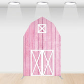 Aperturee - Aperturee Pink Wooden Farm House Barn Door Arch Party Backdrop