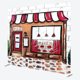 Aperturee - Aperturee Pizza Party Tension Fabric Backdrop Pizzeria Shop Storefront Italian Restaurant Birthday Photo Booth Prop