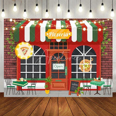 Aperturee - Aperturee Pizzeria Shop Birthday Backdrop Italian Pizza Restaurant Cooking Theme Party Photo Booth Props