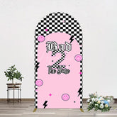 Aperturee - Aperturee Plaid Bad 2 The Bone Pink Birthday Arch Backdrop