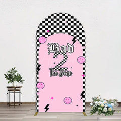 Aperturee - Aperturee Plaid Bad 2 The Bone Pink Birthday Arch Backdrop