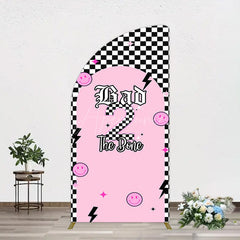 Aperturee - Aperturee Plaid Bad 2 The Bone Pink Birthday Half Moon Arch Backdrop