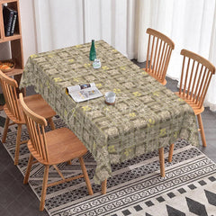 Aperturee - Aperturee Plaid Yellow Floral Rectangle Tablecloth Rustic Brown Checkered Pattern Farmhouse Country Dining Table Cover Kitchen