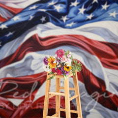 Aperturee - Aperturee Pleated American Flag Independence Day Photo Backdrop
