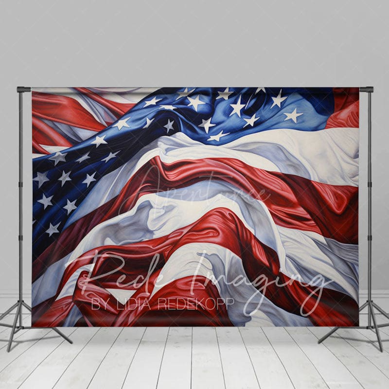 Aperturee - Aperturee Pleated American Flag Independence Day Photo Backdrop
