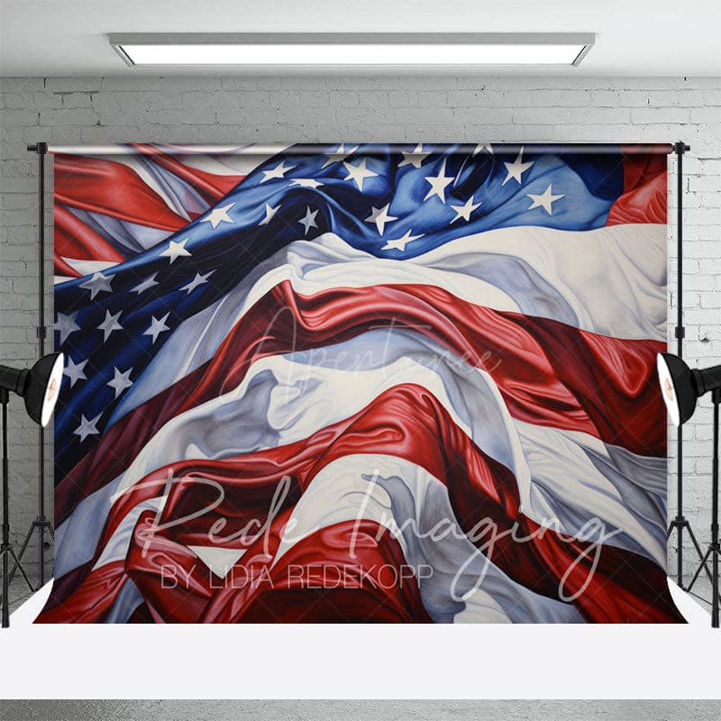 Aperturee - Aperturee Pleated American Flag Independence Day Photo Backdrop