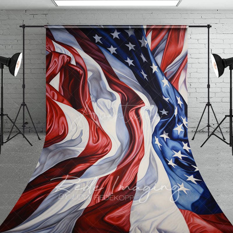 Aperturee - Aperturee Pleated American Flag Independence Day Sweep Backdrop