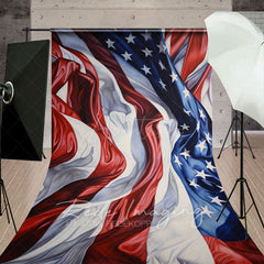 Aperturee - Aperturee Pleated American Flag Independence Day Sweep Backdrop
