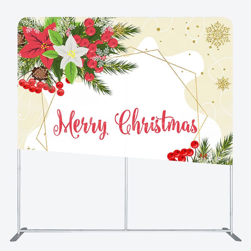 Aperturee - Aperturee Poinsettia Gold Ice Crystals Merry Christmas Backdrop