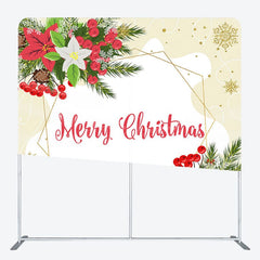 Aperturee - Aperturee Poinsettia Gold Ice Crystals Merry Christmas Backdrop