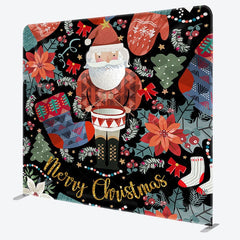 Aperturee - Aperturee Poinsettia Santa Claus Christmas Pillow Case Backdrop