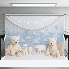 Aperturee - Aperturee Polar Bear Glacier White Pearl Cake Smash Backdrop