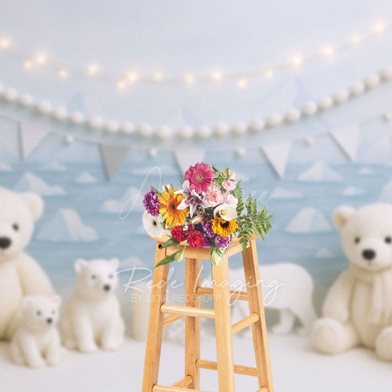 Aperturee - Aperturee Polar Bear Glacier White Pearl Cake Smash Backdrop